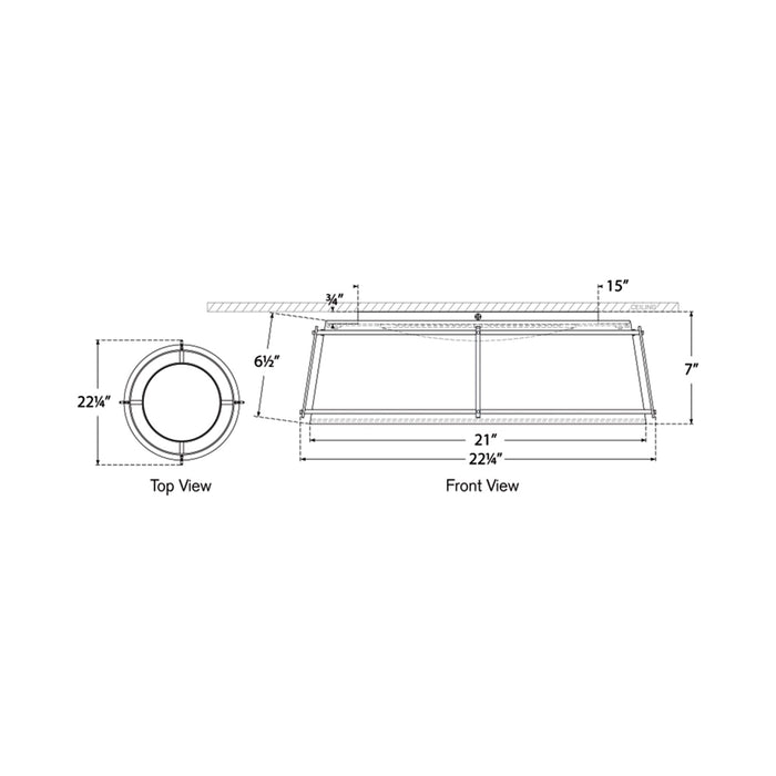 Callaway LED Flush Mount Ceiling Light - line drawing.