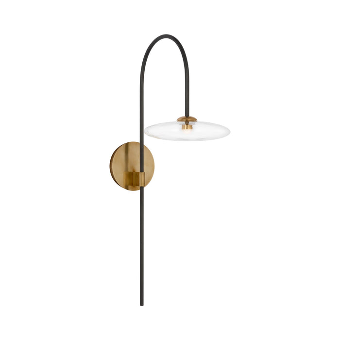 Calvino Arched LED Wall Light in Aged Iron/Hand-Rubbed Antique Brass.