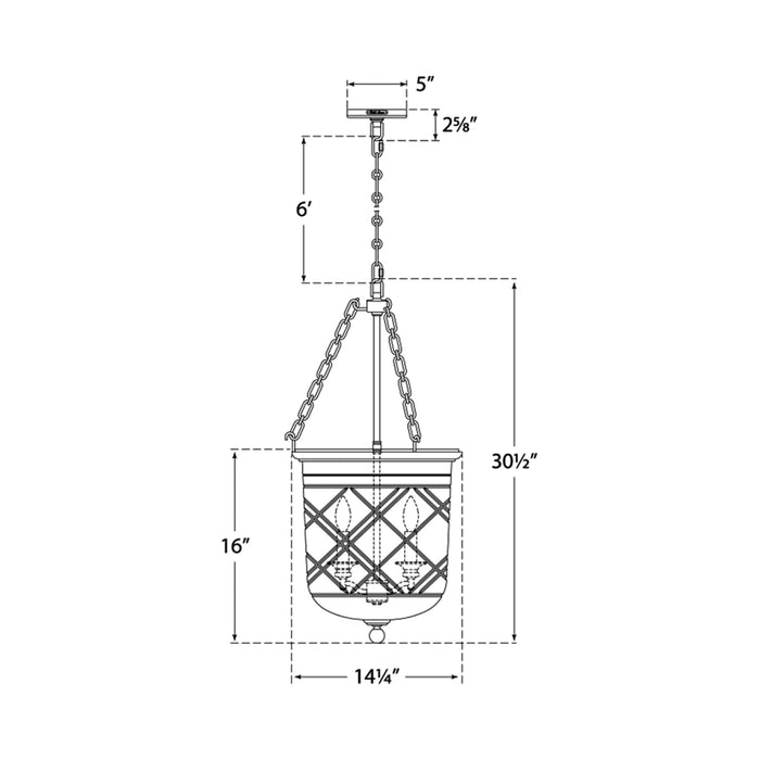 Cambridge Pendant Light - line drawing.