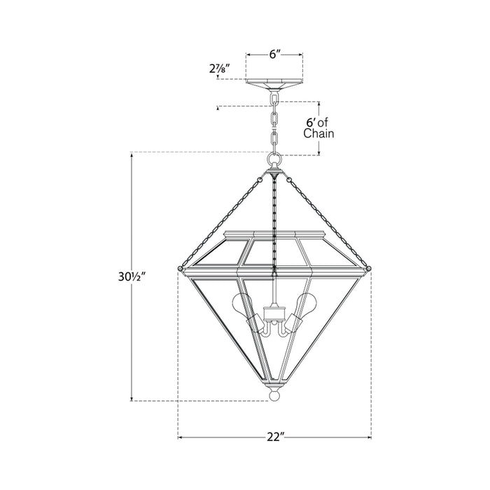 Cannes Pendant Light - line drawing.