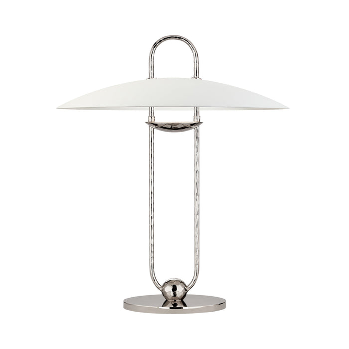 Cara LED Table Lamp in Polished Nickel.