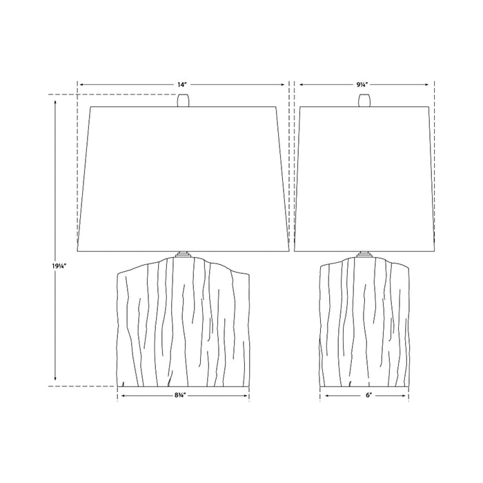 Carmel Table Lamp - line drawing.