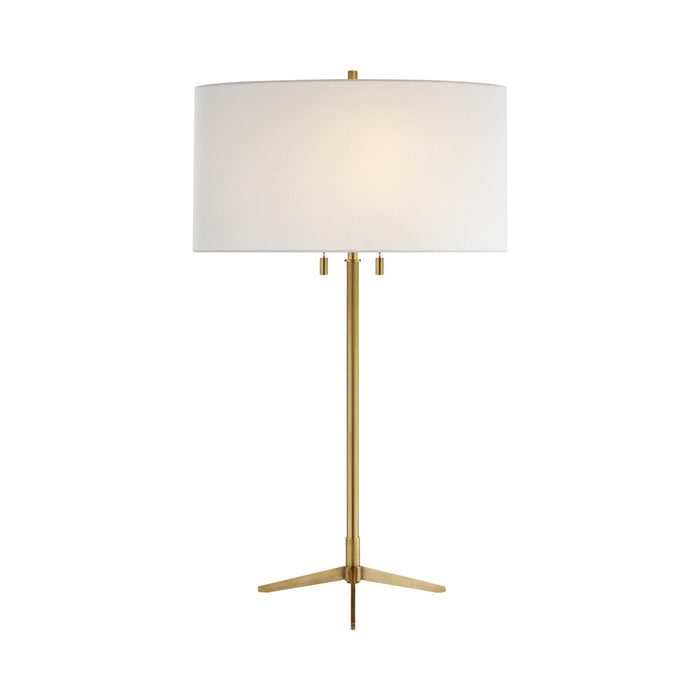 Caron Table Lamp in Hand-Rubbed Antique Brass.