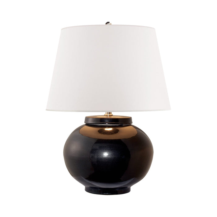 Carter Round Table Lamp in Black Porcelain.