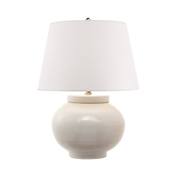 Carter Round Table Lamp in White Stoneware.