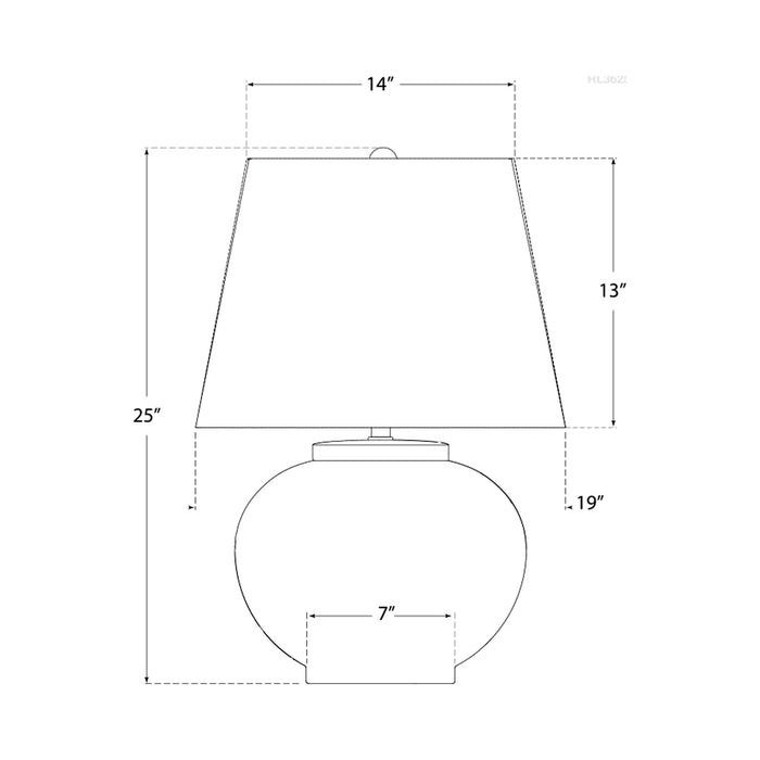 Carter Round Table Lamp - line drawing.