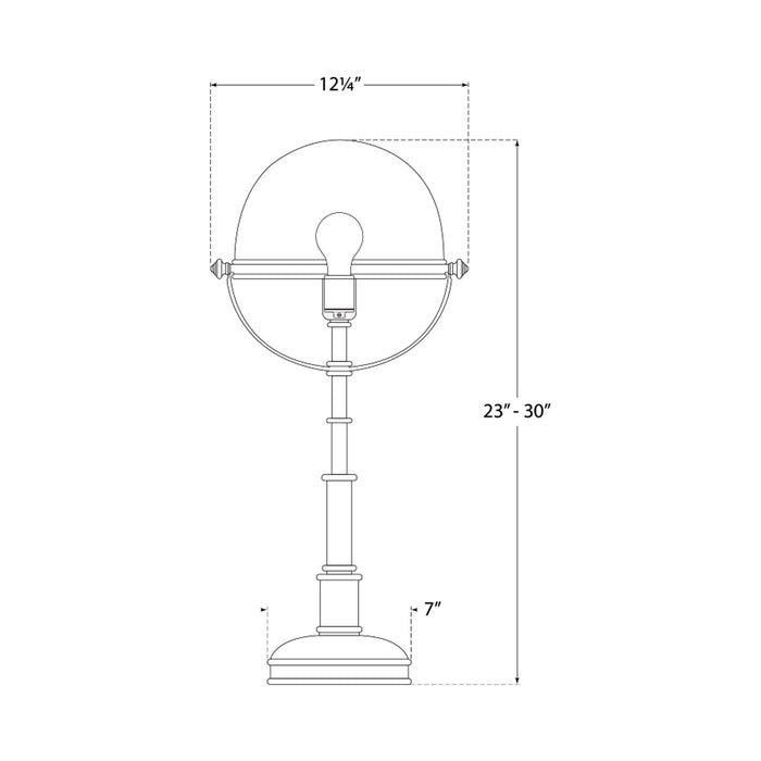 Carthage Table Lamp - line drawing.