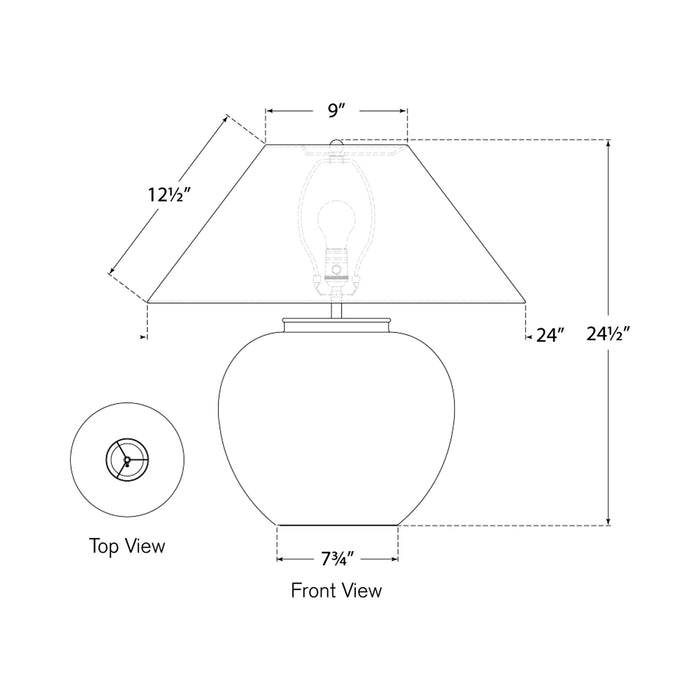 Casey Table Lamp - line drawing.