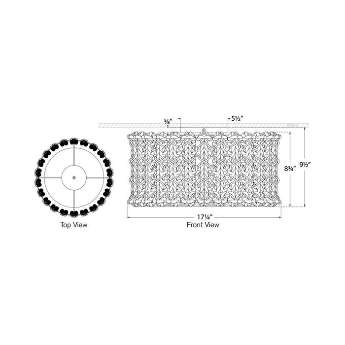 Catania Flush Mount Ceiling Light - line drawing.