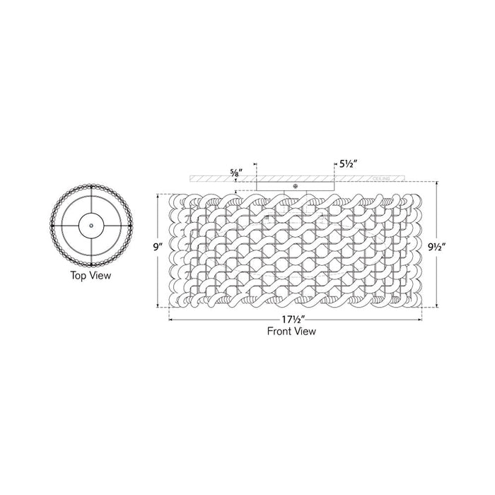 Catania Flush Mount Ceiling Light - line drawing.