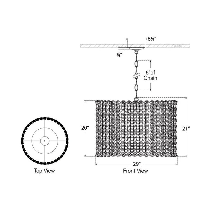 Catania Pendant Light - line drawing.