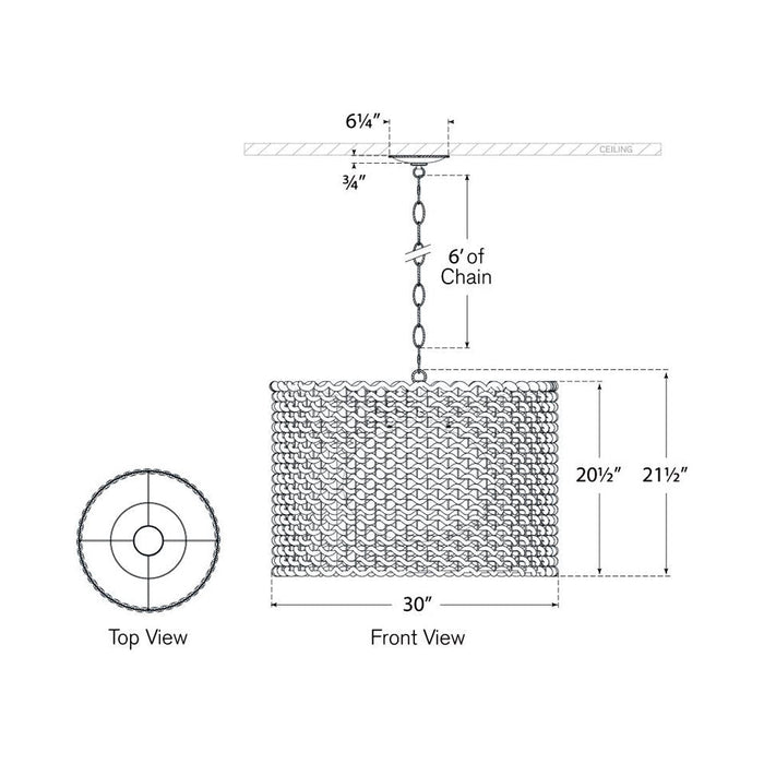 Catania Pendant Light - line drawing.