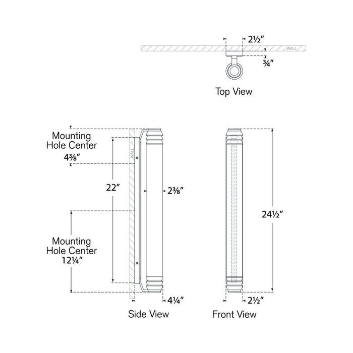 Chadwell LED Bath Wall Light - line drawing.