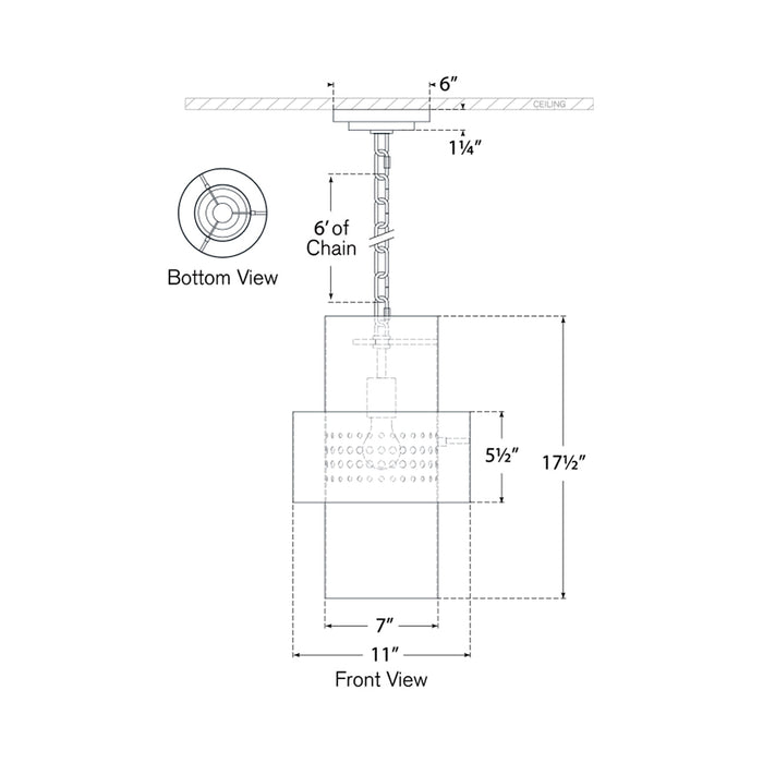 Chalmette Pendant Light - line drawing.