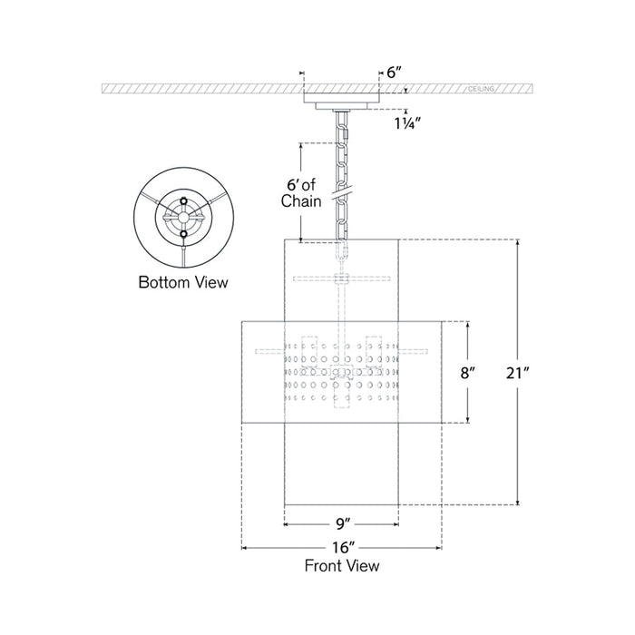 Chalmette Pendant Light - line drawing.