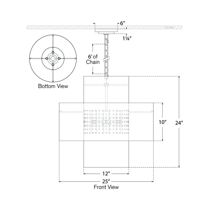 Chalmette Pendant Light - line drawing.