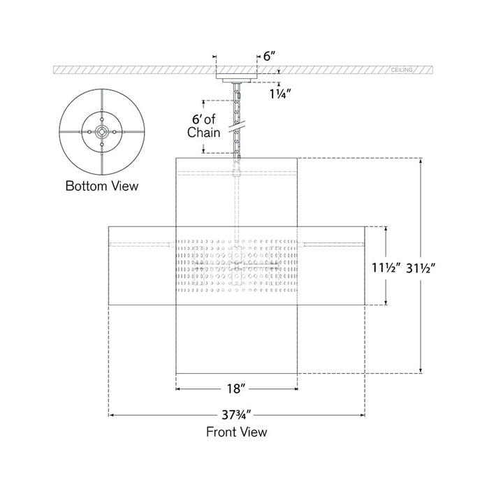 Chalmette Pendant Light - line drawing.