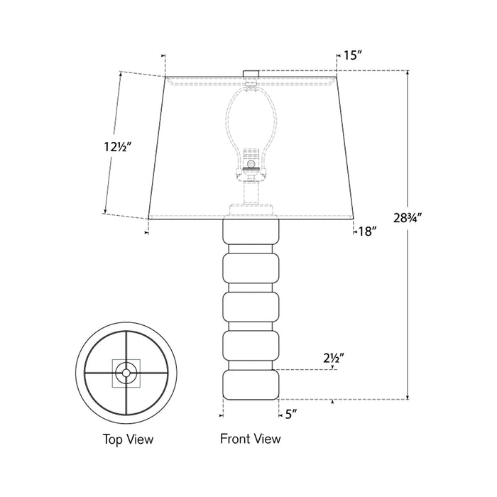 Chunky Square Table Lamp - line drawing.