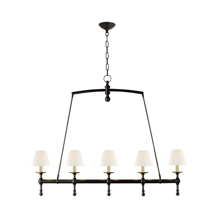 Classic Linear Chandelier in Bronze.