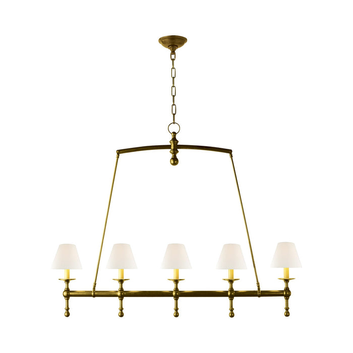 Classic Linear Chandelier in Hand-Rubbed Antique Brass.