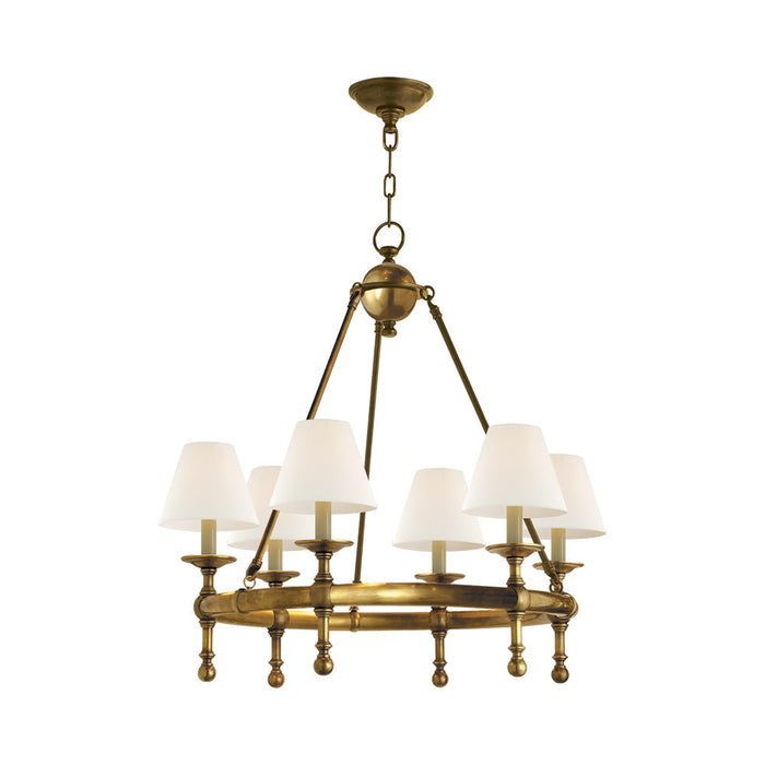 Classic Mini Ring Chandelier in Hand-Rubbed Antique Brass.