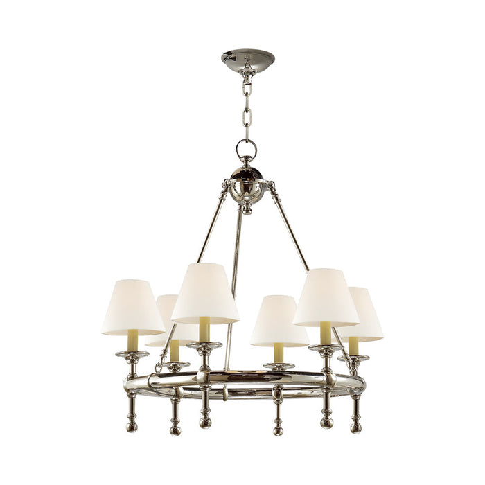 Classic Mini Ring Chandelier in Polished Nickel.