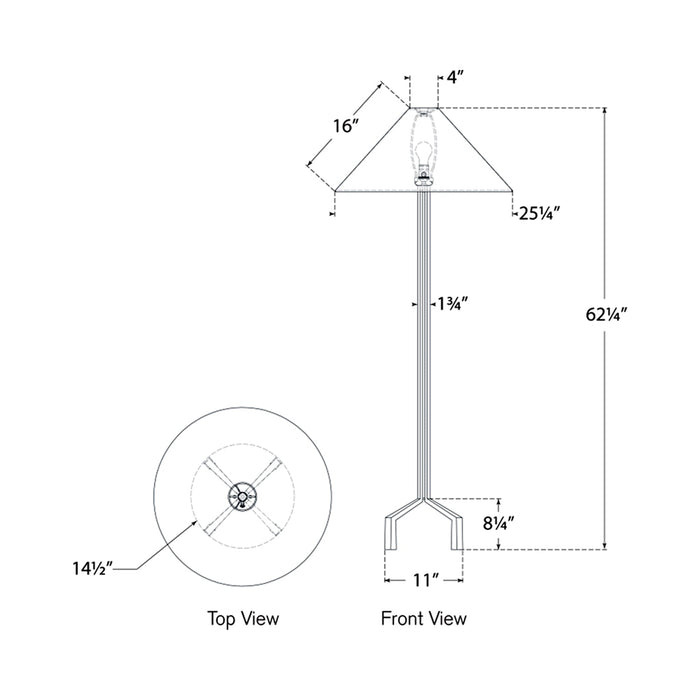 Clifford Floor Lamp - line drawing.