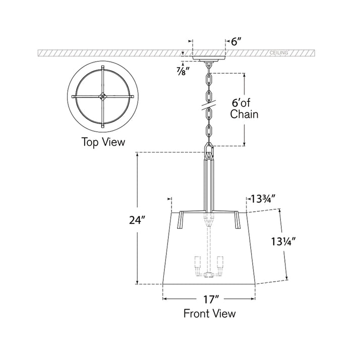 Clifford Pendant Light - line drawing.