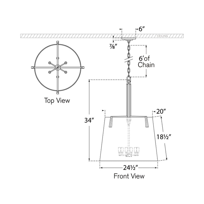 Clifford Pendant Light - line drawing.