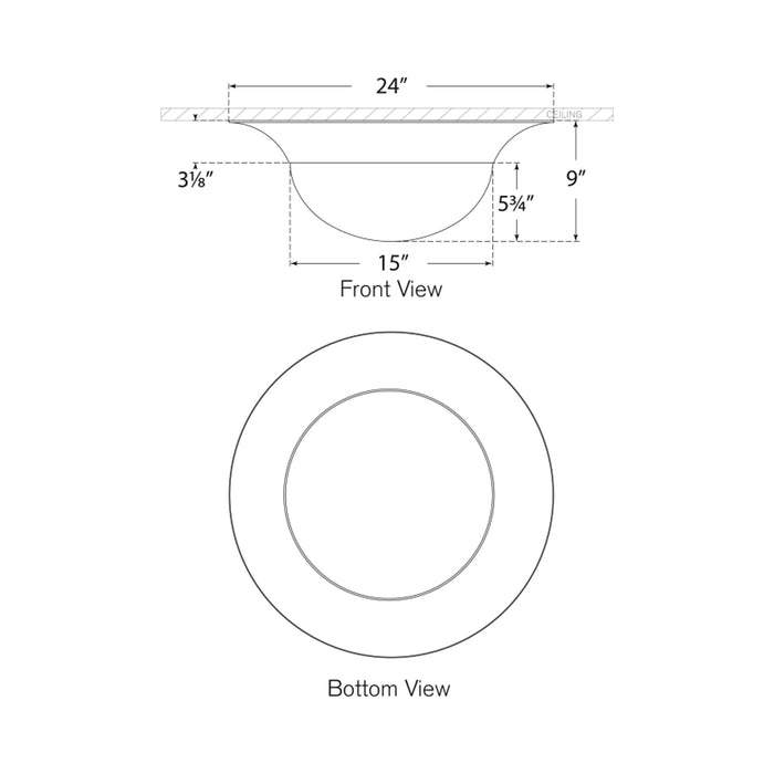 Cluny LED Flush Mount Ceiling Light - line drawing.