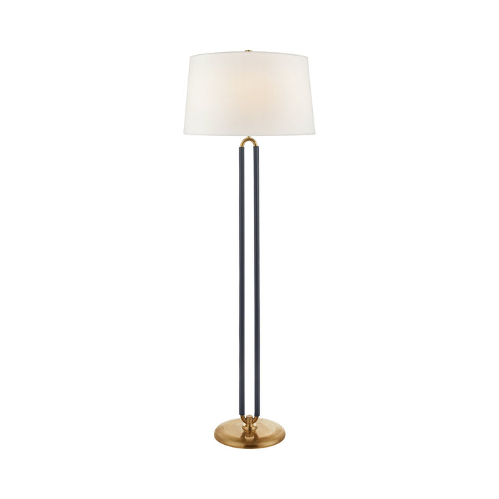 Cody Floor Lamp in Natural Brass (Navy Leather).