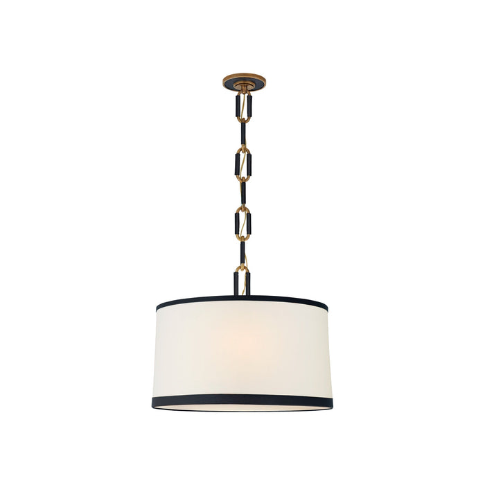 Cody Pendant Light in Natural Brass/Navy Leather (Medium).