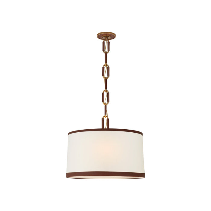 Cody Pendant Light in Natural Brass/Saddle Leather (Medium).