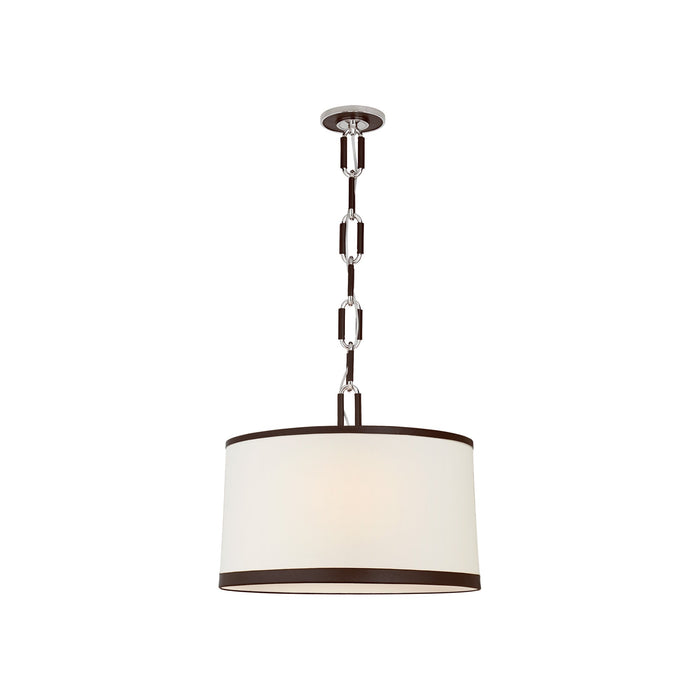 Cody Pendant Light in Polished Nickel/Chocolate Leather (Medium).