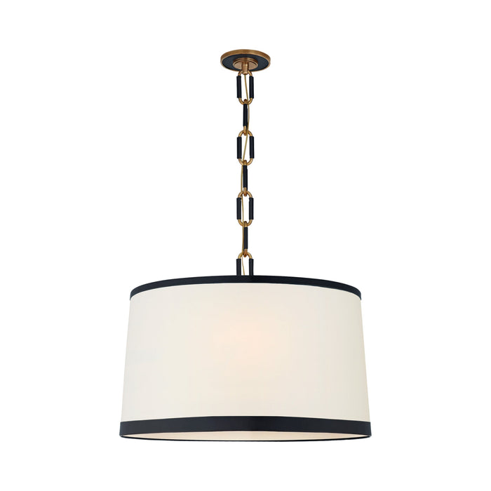 Cody Pendant Light in Natural Brass/Navy Leather (Large).