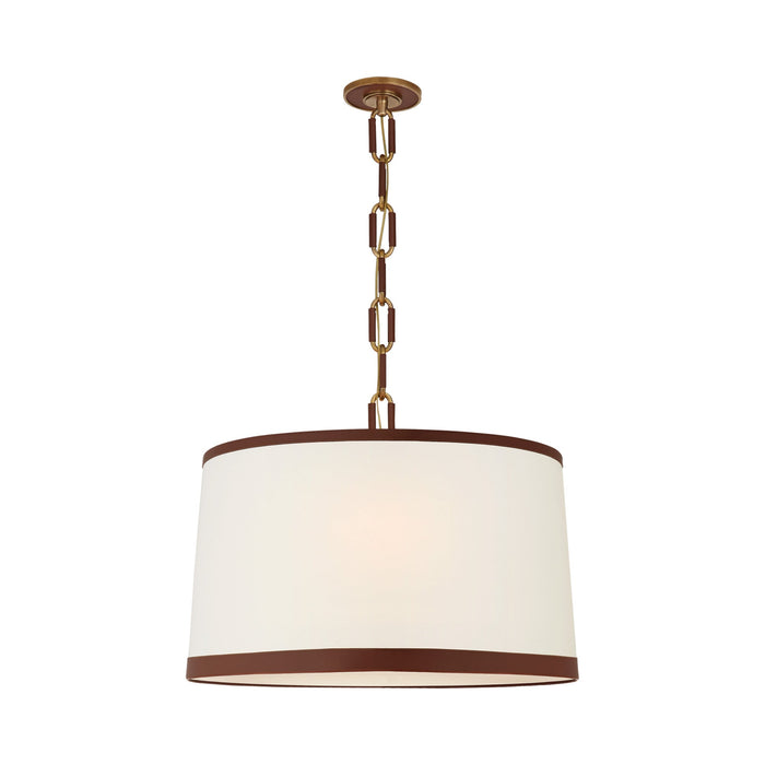 Cody Pendant Light in Natural Brass/Saddle Leather (Large).