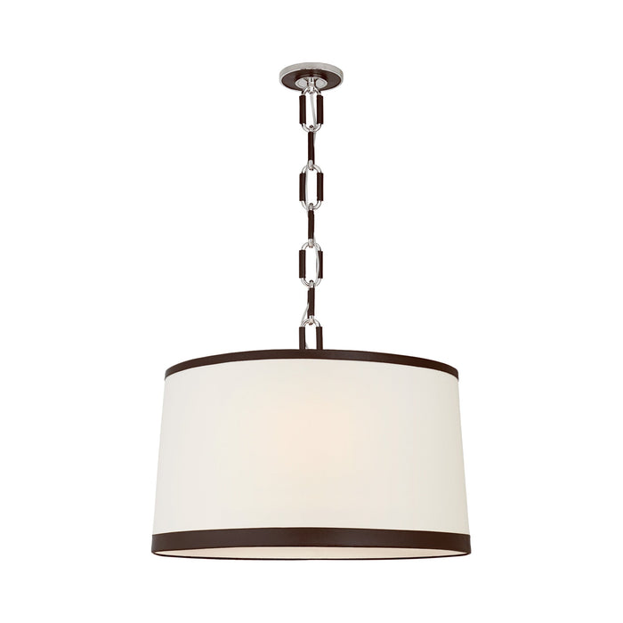 Cody Pendant Light in Polished Nickel/Chocolate Leather (Large).