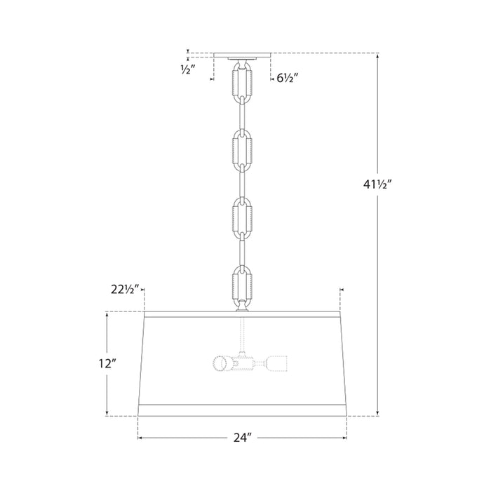 Cody Pendant Light - line drawing.