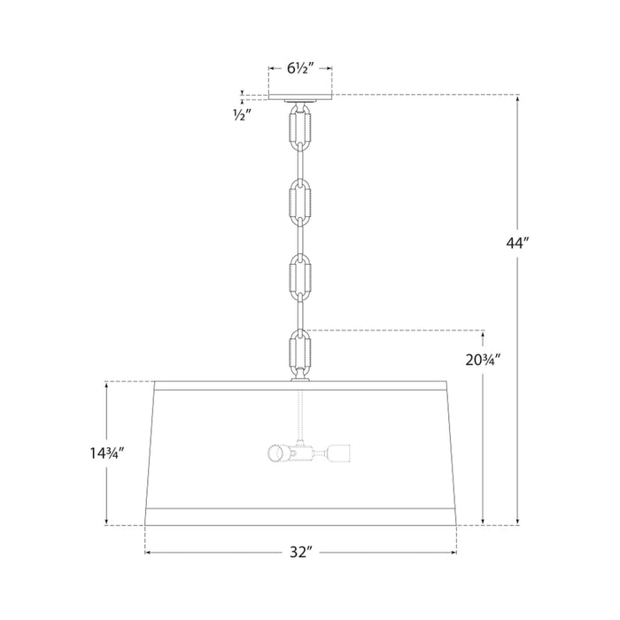 Cody Pendant Light - line drawing.