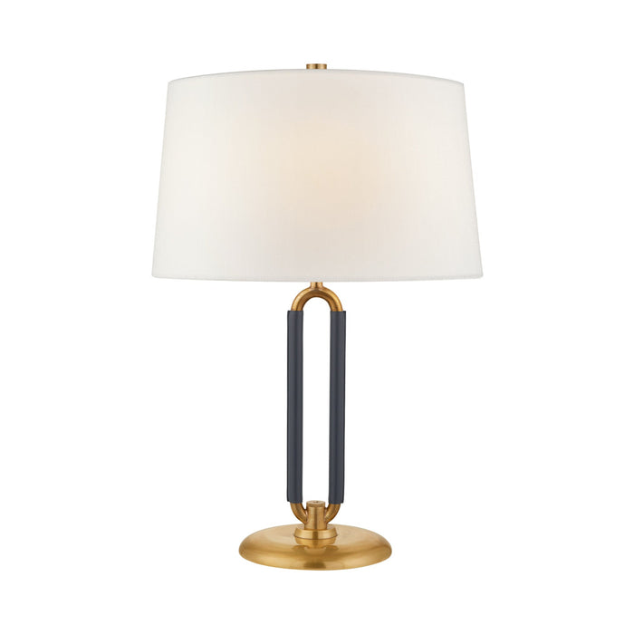 Cody Table Lamp in Natural Brass (Navy Leather).