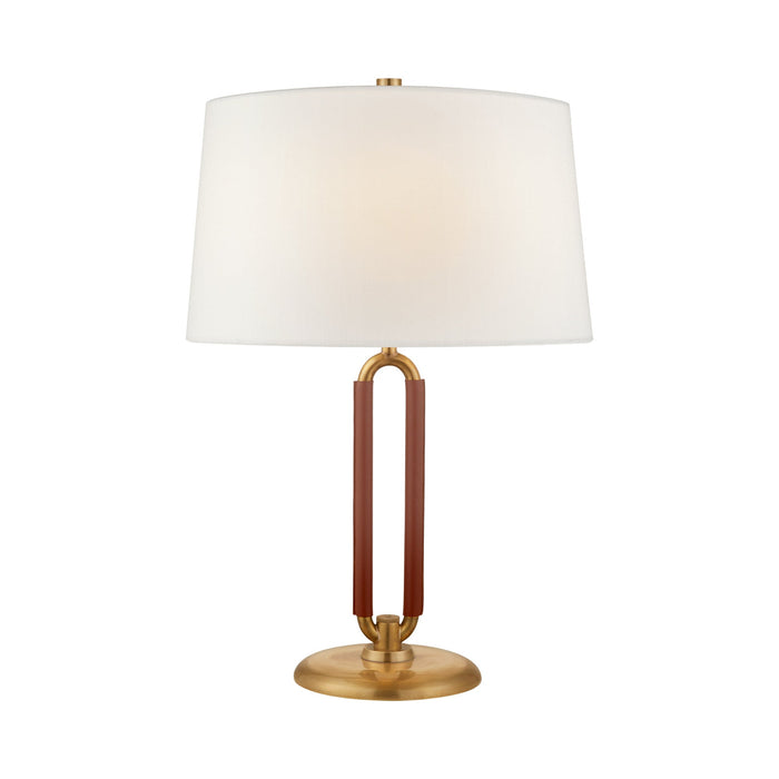 Cody Table Lamp in Natural Brass (Saddle Leather).