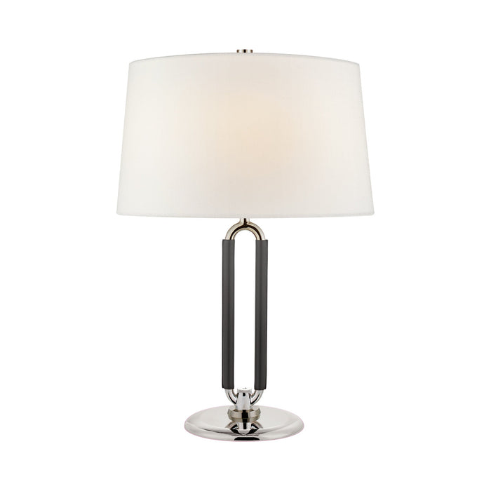 Cody Table Lamp in Polished Nickel (Chocolate Leather).