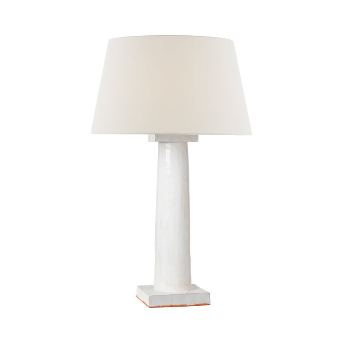 Colonne Table Lamp in Glossy White Crackle.
