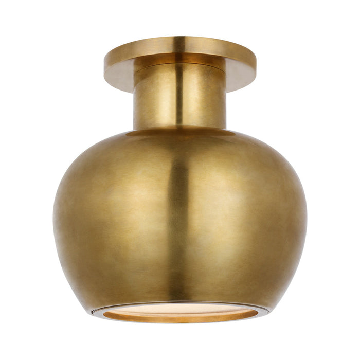 Comtesse LED Flush Mount Ceiling Light in Hand-Rubbed Antique Brass.