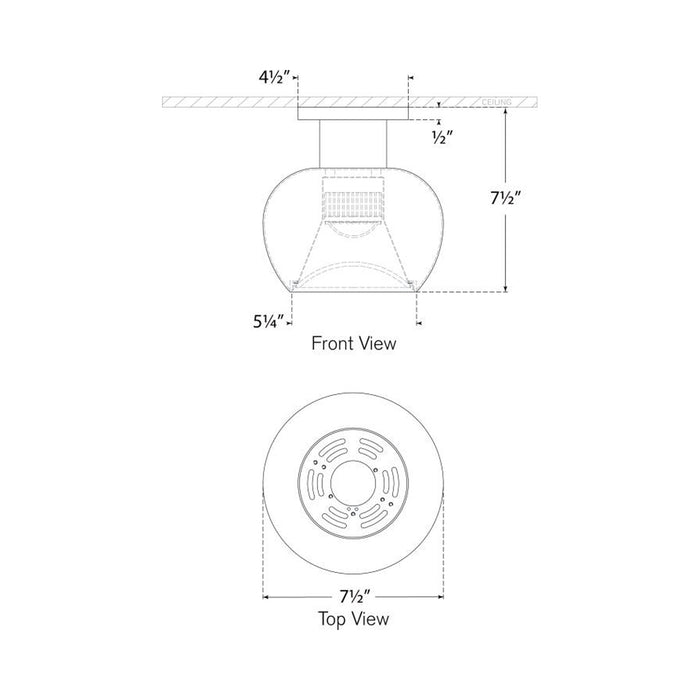 Comtesse LED Flush Mount Ceiling Light - line drawing.