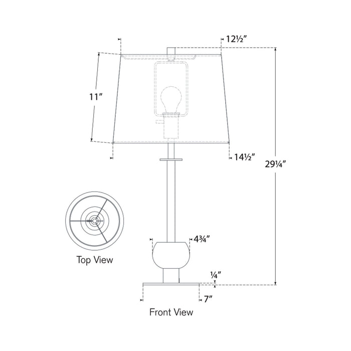 Comtesse Table Lamp - line drawing.