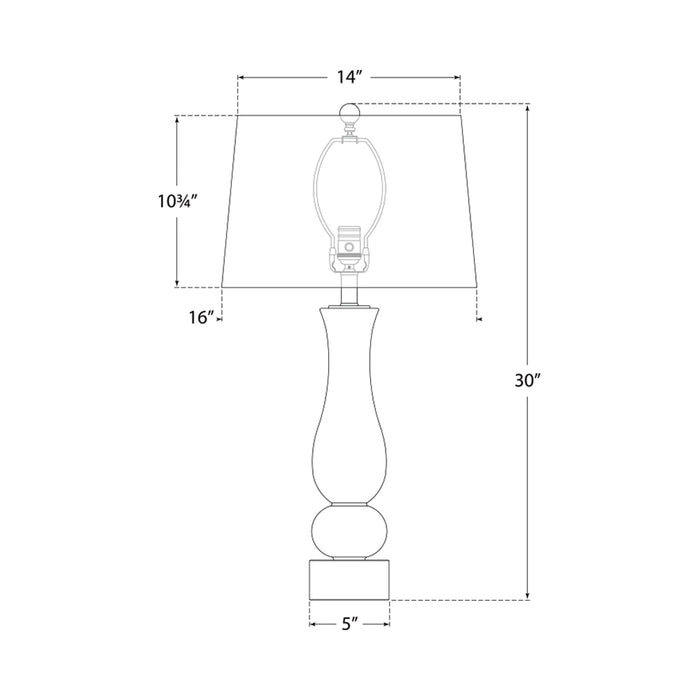 Contemporary Table Lamp - line drawing.