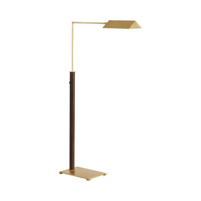 Copse Floor Lamp in Antique Brass/Dark Walnut.