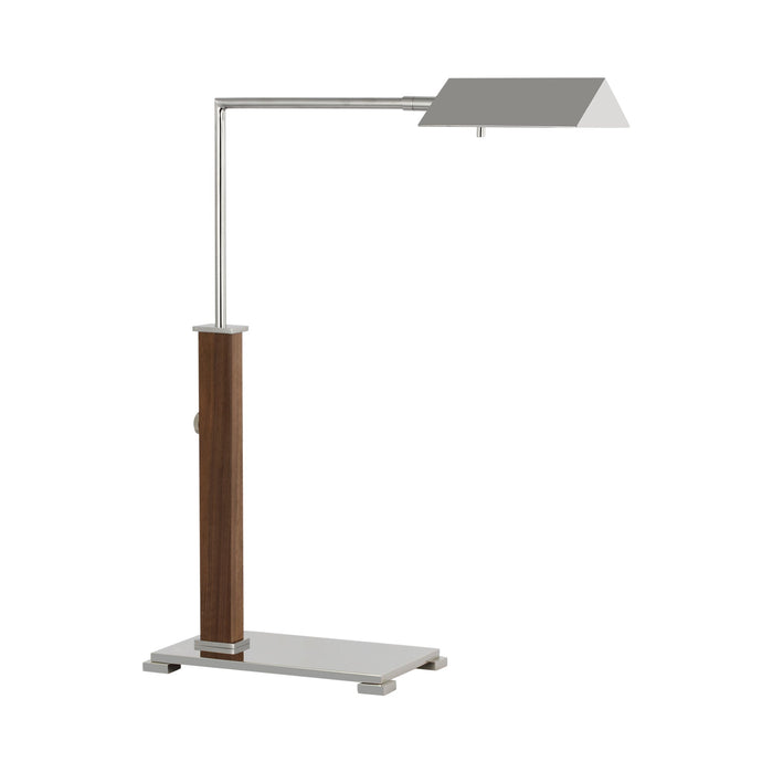 Copse Table Lamp in Polished Nickel/Walnut.