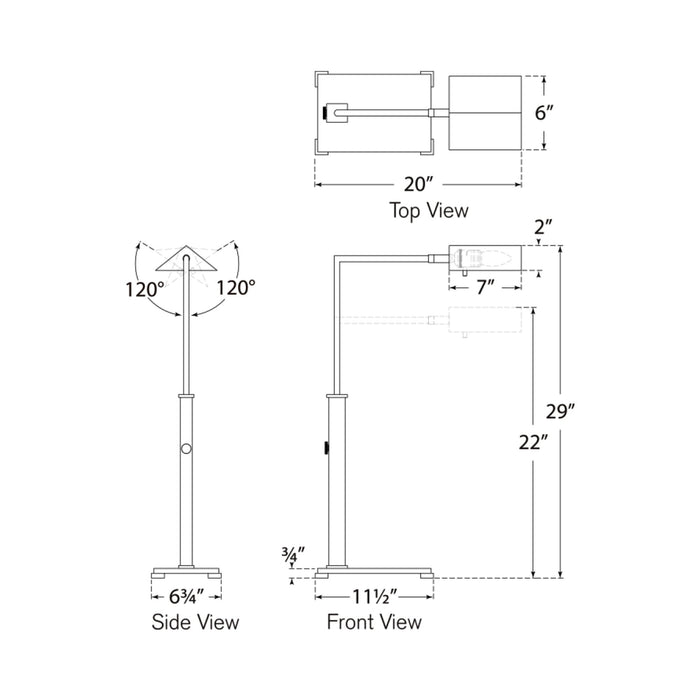 Copse Table Lamp - line drawing.